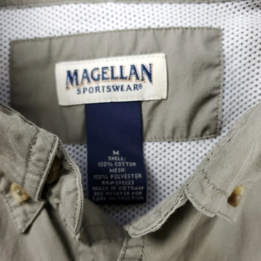 New Magellan Mens Cache Green Outdoor Shirt Med